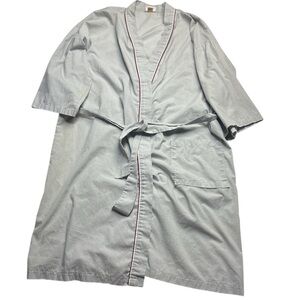 Vintage McGregor Men One Size Robe Flaws Gray Maroon Trim Light Cotton Poly